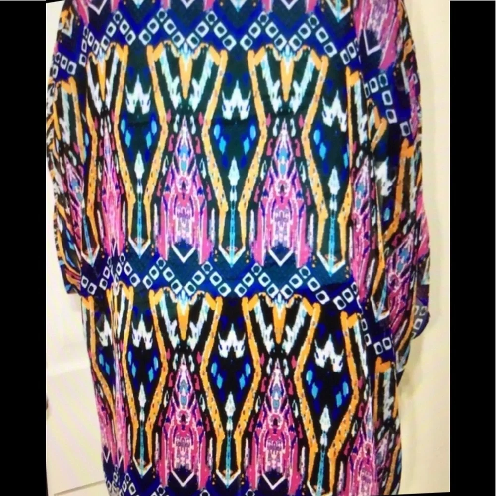 KIMONO 1X OVERSIZED SWIM COVER LIGHTWEIGHT JACKET  PINK TURQ FIT S~1X  HOST PICK - Picture 3 of 7